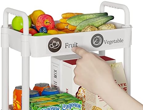 5 Tier Rolling Cart with Wheels, Utility Storage Carts,White