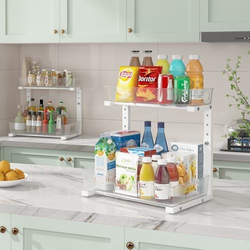 ADRIMER Under Sink Organizer 2 Packs, Pull Out Kitchen Sink Organizer, 2 Tier...