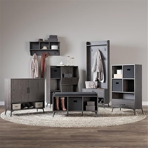 RiverRidge Home Woodbury Collection Cubbies and Hooks Wall Shelf, Dark Weathe...