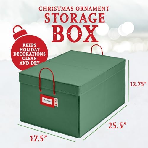 HOLDNโ STORAGE Christmas Ornament Storage Box with Dividers, Holds Up to 72 O...