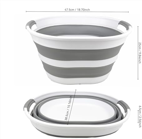 SAMMART 23L (6 Gallons) Set of 2 Collapsible Plastic Laundry Basket - Oval Tu...