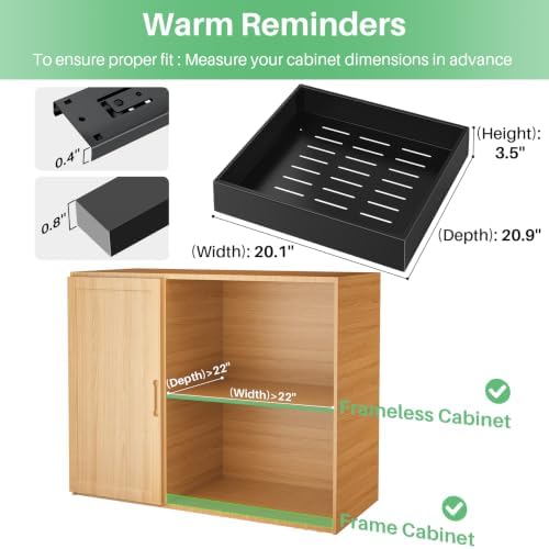 2Pack Pull out Cabinet Organizer, 21"Deep, 20"Wide Full-extension H...