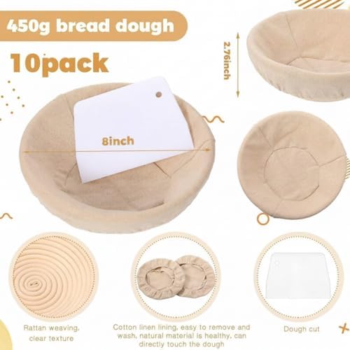Patelai 10Pcs Banneton Bread Proofing Basket Banneton Baskets Bulk,8 Inch