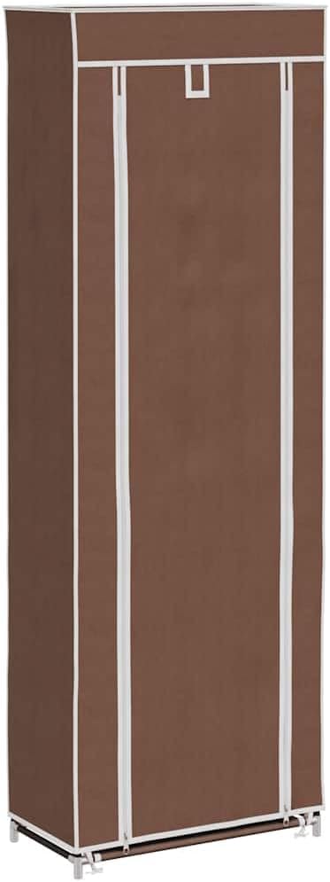 vidaXL Fabric Shoe Cabinet with Cover 22" x 11" x 64" Brown
