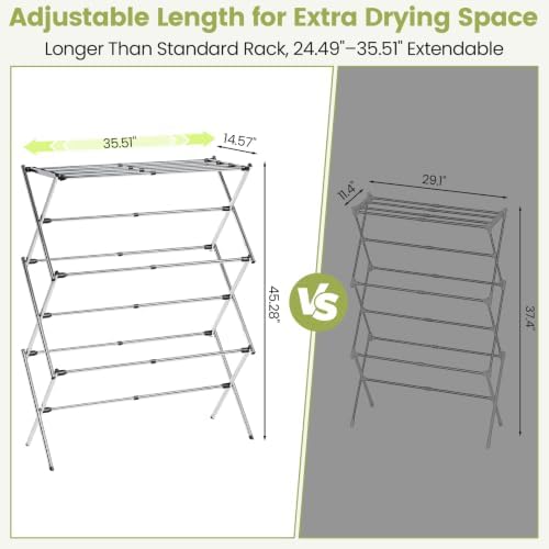 APEXCHASER Stainless Steel Clothes Drying Rack, 45.28" H × 14.57" D