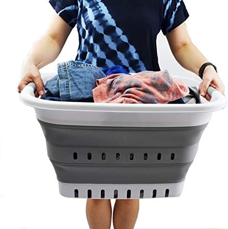 SAMMART 37L (9.77 gallon) Collapsible Plastic Laundry Basket - Foldable Pop U...