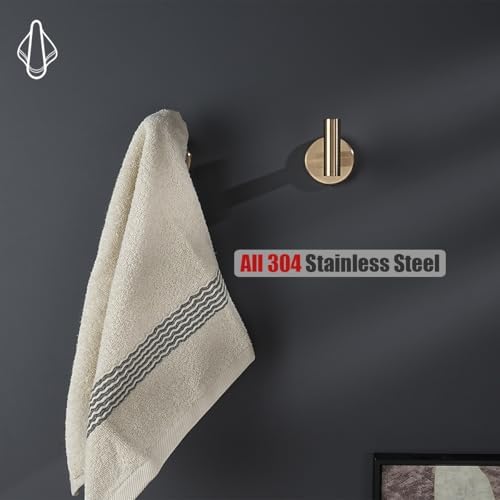 JQK Bathroom Towel Hook Champagne Bronze, Coat Robe Clothes Hook for Bathroom...