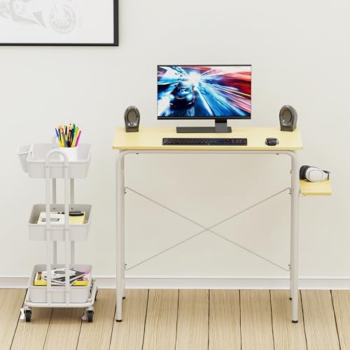 Simple Houseware 3-Tier Rolling Utility Cart with Hanging Bucket, White