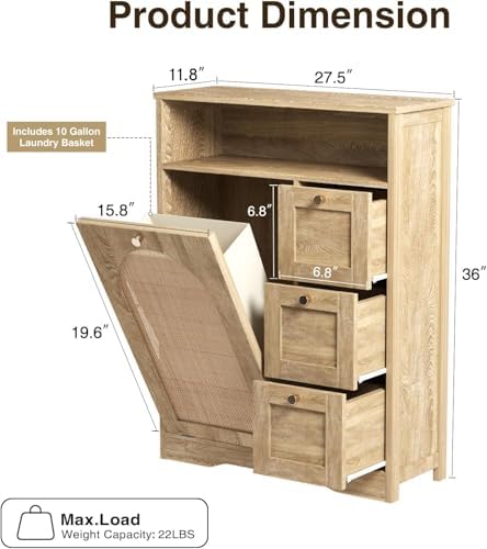 Tilt Out Trash Can Cabinet for 10 Gallon Garbage Can,Laundry Hamper Cabinet