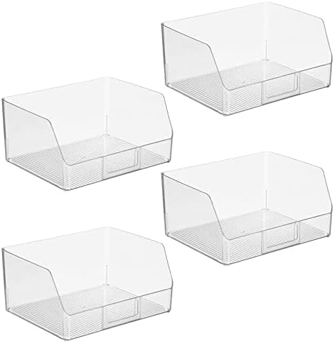 mDesign Wide Plastic Kitchen Food Storage Organizer Bin Basket with Open Fron...