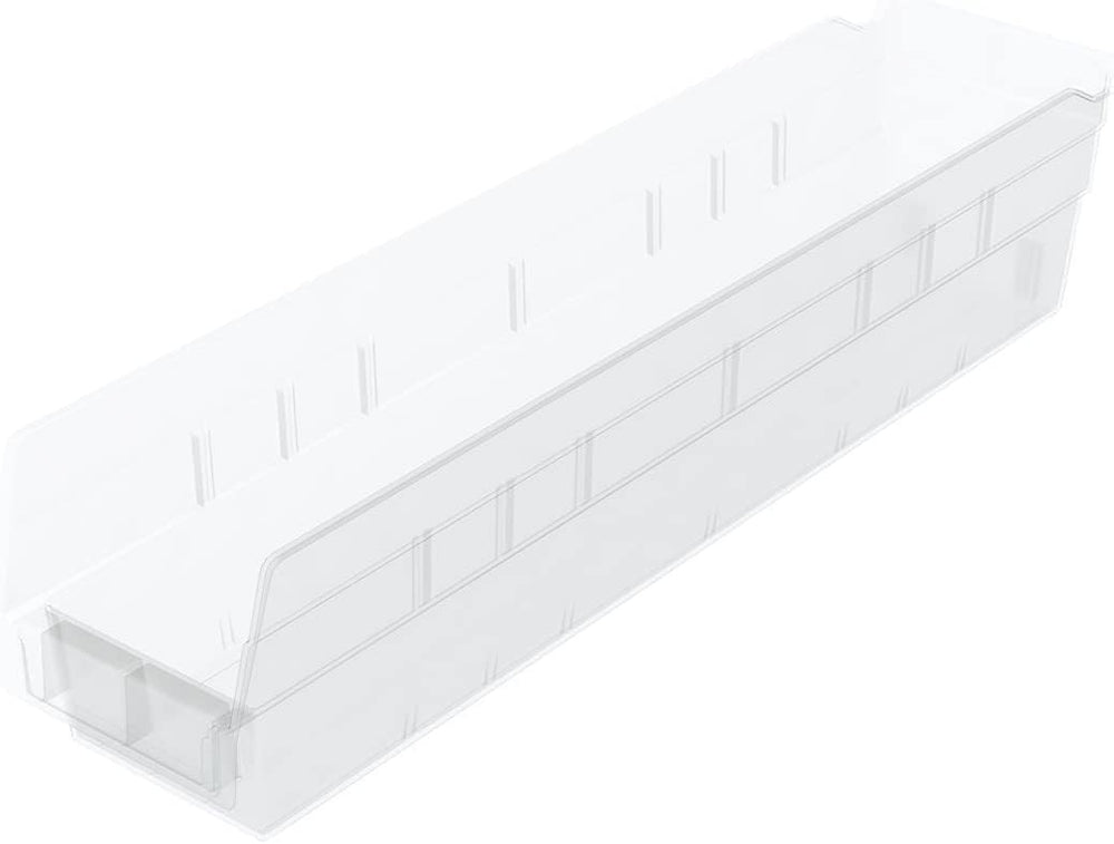 Akro-Mils 30128 Heavy Duty Plastic Shelf Bins, 18"x 4"x 4", Cl...