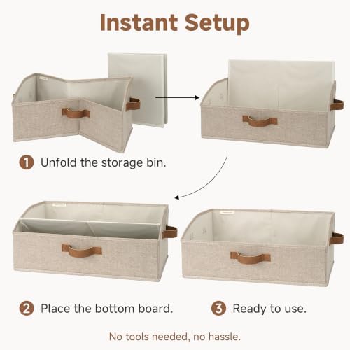 StorageWorks Closet Organizer Bins Trapezoid, Brown&Beige, Large, 3-Pack
