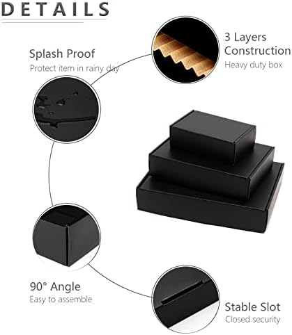 Timirog 9x6.5x2 Inches Black Shipping Boxes 25 Pack Corrugated Cardboard