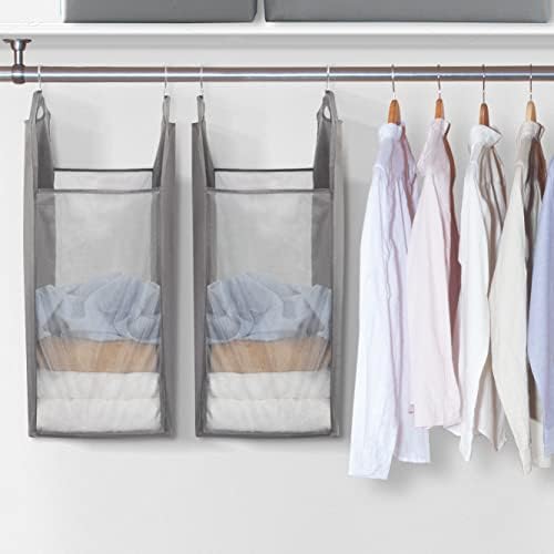 STORAGE MANIAC 2-Pack Hanging Laundry Hamper, Front See-Through Mesh Bag, Sli...