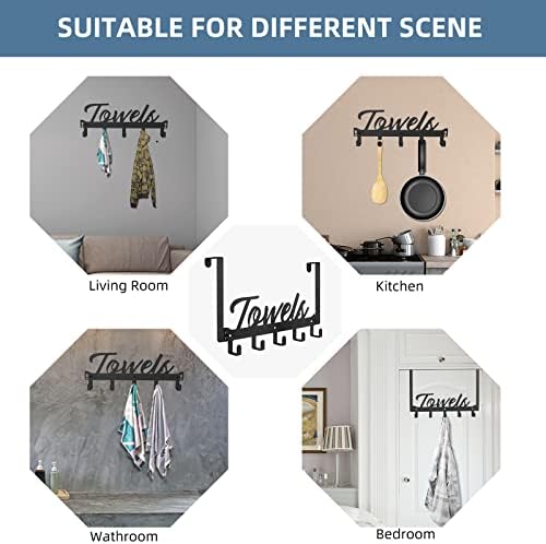 Azmoncy Over The Door Hooks, Towel Rack Towel Hooks for Bathroom, Towel Holde...