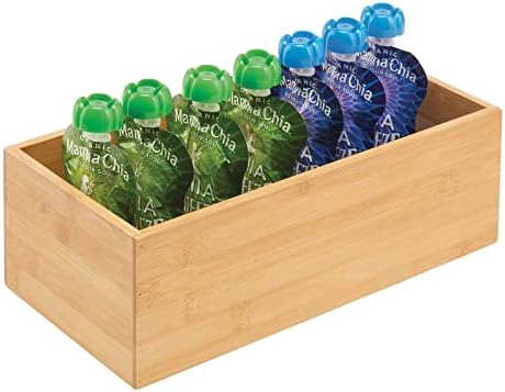 mDesign Bamboo Wood Organizer Storage Bin Box for Kitchen, Pantry, and Drawer...