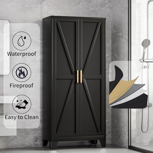 Baborokic 61H Metal Storage Cabinet with 2 Doors and Adjustable Shelves,Farmh...