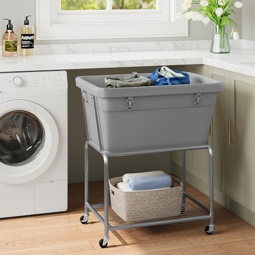 ELYKEN Rolling Laundry Hamper with Wheels, Removable Bag, Laundry Cart