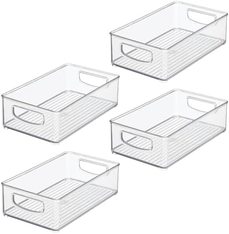 iDesign Stackable Pantry Bin with Handles, Set of 4, Clear