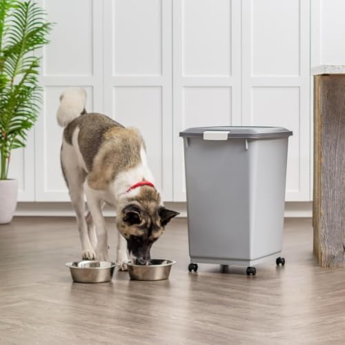 IRIS USA Dog Food Storage Container, Up to 54 lbs, Gray/Dark Gray