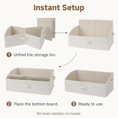 StorageWorks Closet Storage Bins, Beige(Cotton-linen), Large, 3-Pack