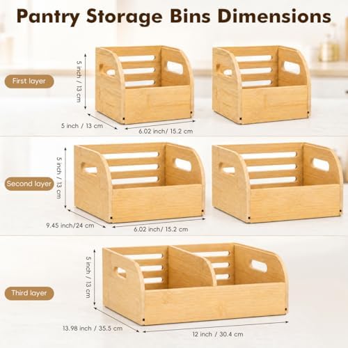 GLEAVI Bamboo Potato and Onion Storage Bin, 3 Tier Slide-Out Vegetable Basket...