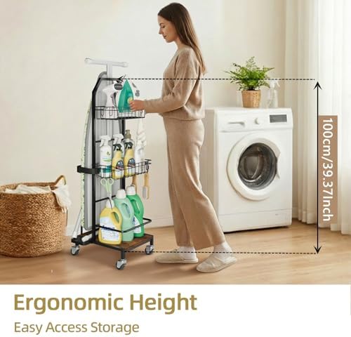 Ironing Board Holder Cart for Small & Narrow Laundry Rooms, Freestanding ...