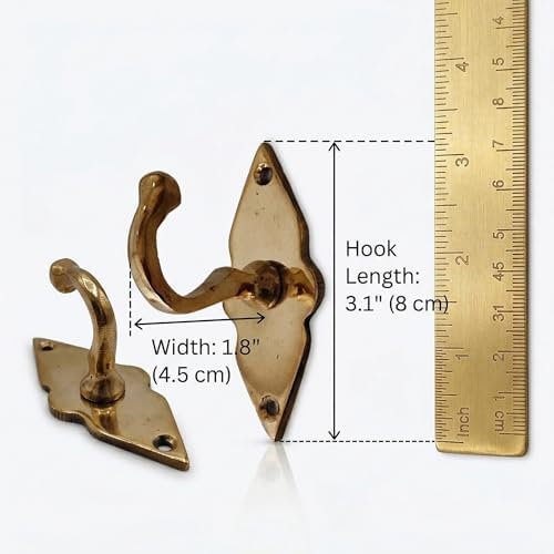 Unlacquered Solid Brass Wall Hooks – Heavy Duty Handmade Coat Hooks for Wall ...