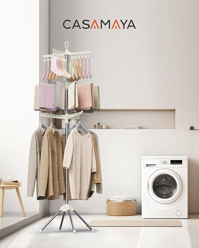 CASAMAYA Clothes Drying Rack Foldable, 79.5 inch 3 Tier Laundry Drying Rack w...
