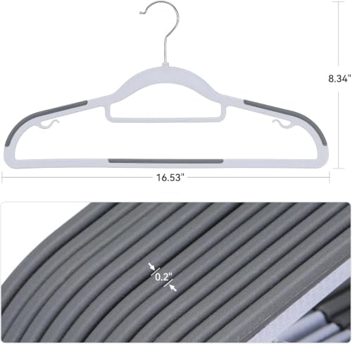 Tonswachic Coat Hangers, Space-Saving Plastic Clothes Hanger, 50 Pack, Gray