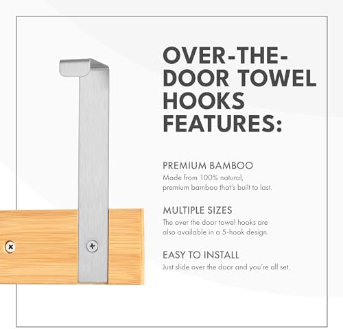 ToiletTree Products Bamboo Stainless Steel Over-the-Door Towel Hooks - Durabl...