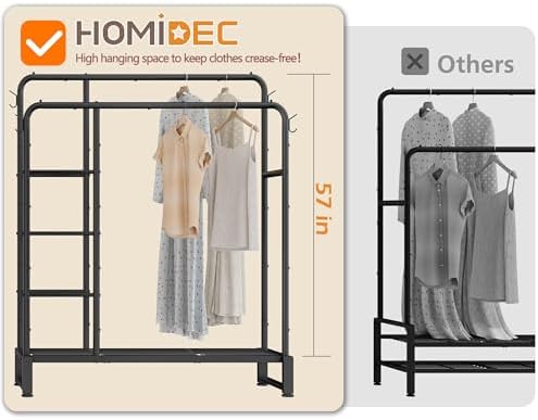 Double Rods Clothes Rack Clothing Rack, Clothes Rack for Hanging Clothes