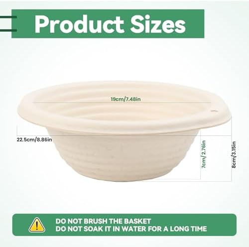 6-Pack 7.5" Round Banneton Bread Proofing Basket with Liners