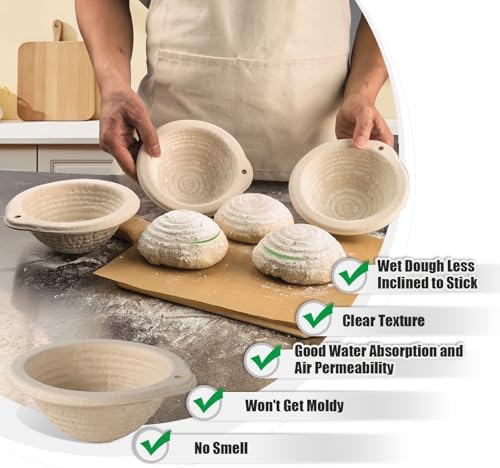 12-Pack Mini Banneton 5" Round Proofing Basket w/Liner