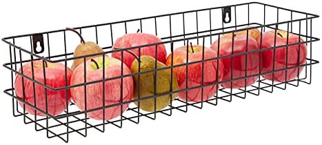 Farmlyn Creek Wall Storage Basket Organizer - Black Metal 3-Piece Set (Small,...