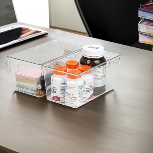 ZEXALOR 10 PACK Clear Storage Bins Clear Storage Containers for Kitchen Pantr...