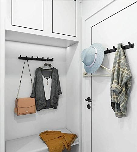 Wall Mounted Coat Rack, 6 Hooks, 21.7"x1.3", Modern, Black, 2 Pcs