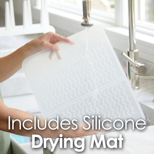 PopYum White Space Saving Drying Rack with Silicone Mat