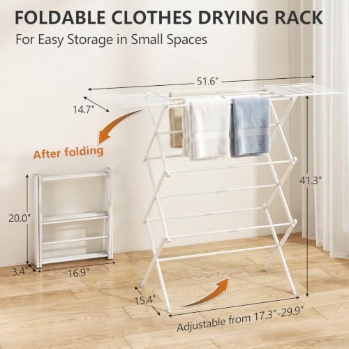REALINN Foldable Clothes Drying Rack, Expandable Portable Indoor Outdoor