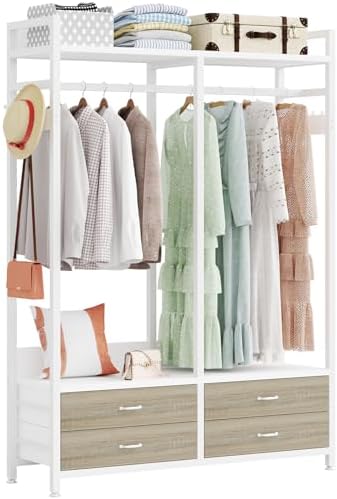 Tribesigns Freestanding Closet Organizer, Garment Rack with 4 Drawers