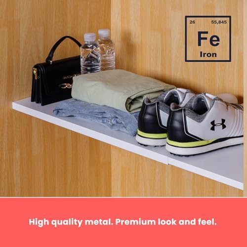 Home in Bold Tension Rod Shelving Expandable Closet Tension Shelf Storage Rac...