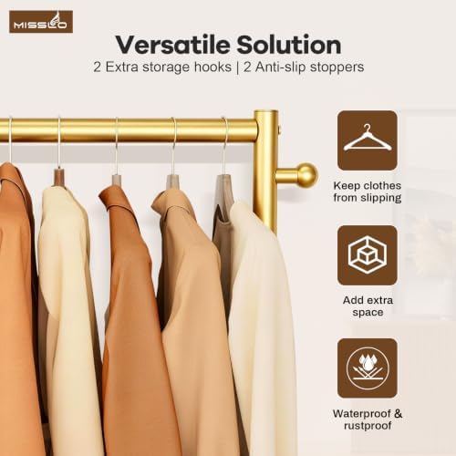 MISSLO Heavy Duty Clothes Racks for Hanging Clothes 25mm Metal Gold Clothing ...
