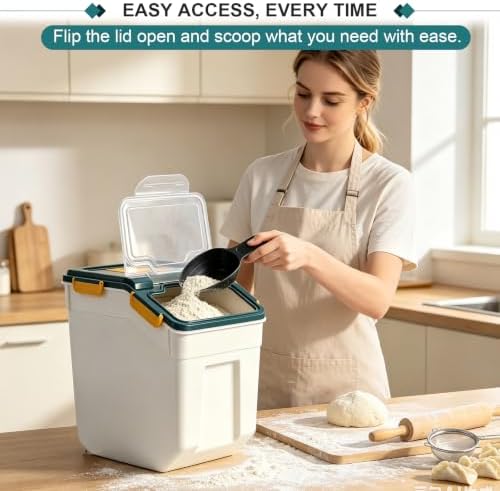 2 Pack 25lbs Rice Storage Container with Wheels, Flour and Sugar Container
