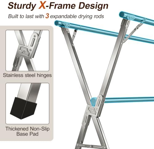 Spreezy 78 Inch Clothes Drying Rack, Stainless Steel, Indoor/Outdoor