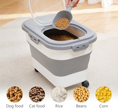 SEWIU Dog Food Storage Container Up to 2pack*20LB,Collapsible Dog Food Contai...