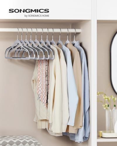 SONGMICS Pack of 50 Coat Hangers, Space-Saving Plastic Clothes Hangers