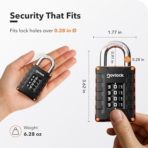 Gym Locker Lock, Indoor & Outdoor 4-Digit Combination Padlock