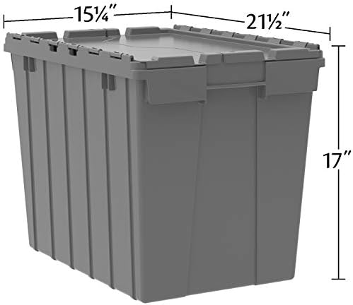 Akro-Mils 39170 Industrial Plastic Storage Tote with Hinged Attached Lid, (21...