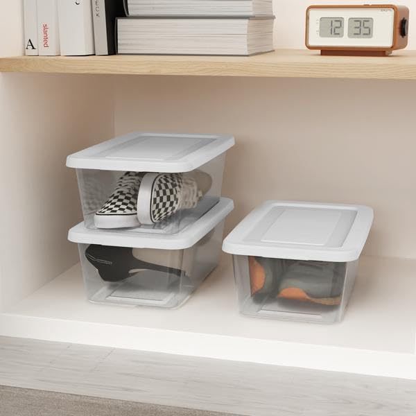 Sterilite 6 Quart Clear Storage Bins with Lids, 18-Pack Plastic Storage Conta...