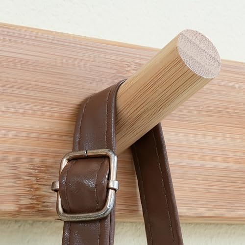 SKOLOO Coat Rack Wall Mount 17 inch, 5 Hooks, Bamboo, Shaker Style, Natural